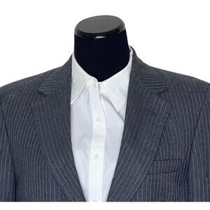 Men's Wool Charcoal Gray‎ Pinstriped Suit Jacket Kenneth Downs